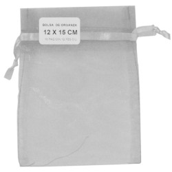 BOLSA ORGANZA CONFETTI 12X15CM.PLATA E.(12) C(1080)