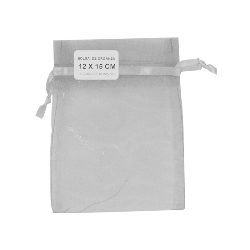 BOLSA ORGANZA CONFETTI 12X15CM.PLATA E.(12) C(1080)