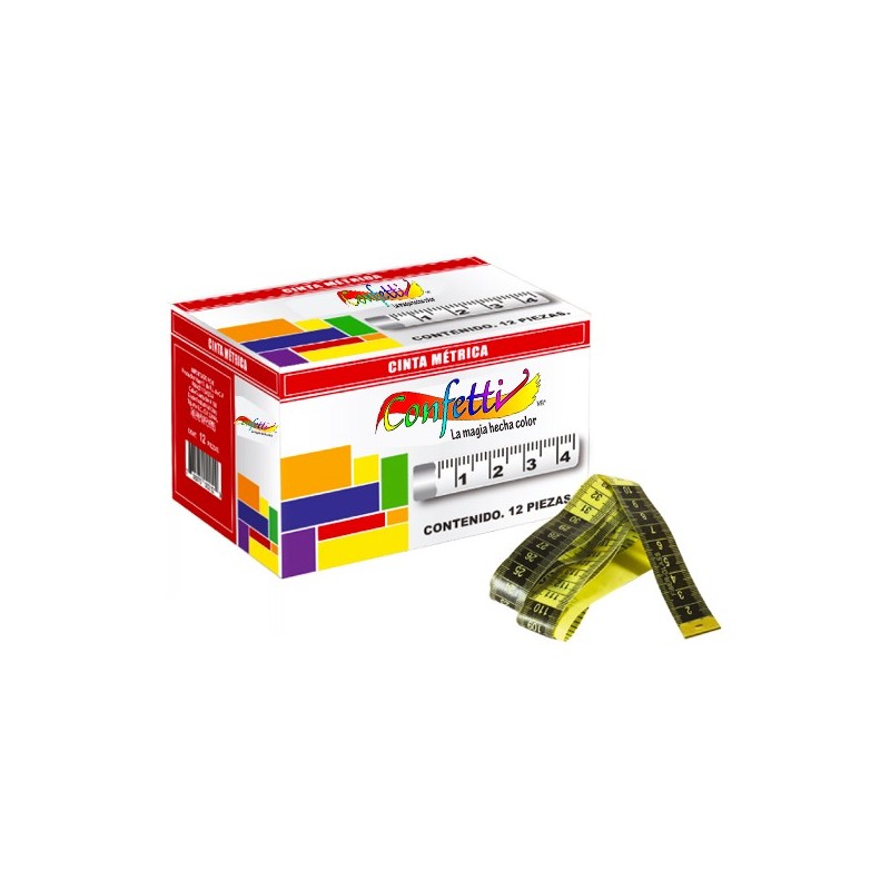 CINTA METRICA CONFETTI DE 100CMS. E.(12) C.(120)