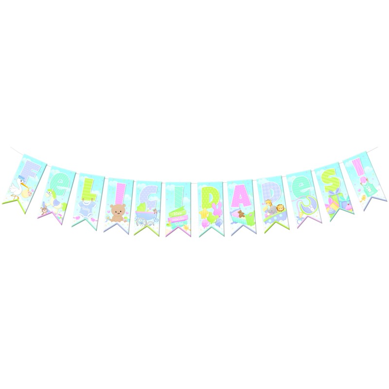 LETRERO BANDERIN FELICIDADES 1136 PADI BOLSA C/1 PZA. E.(25)