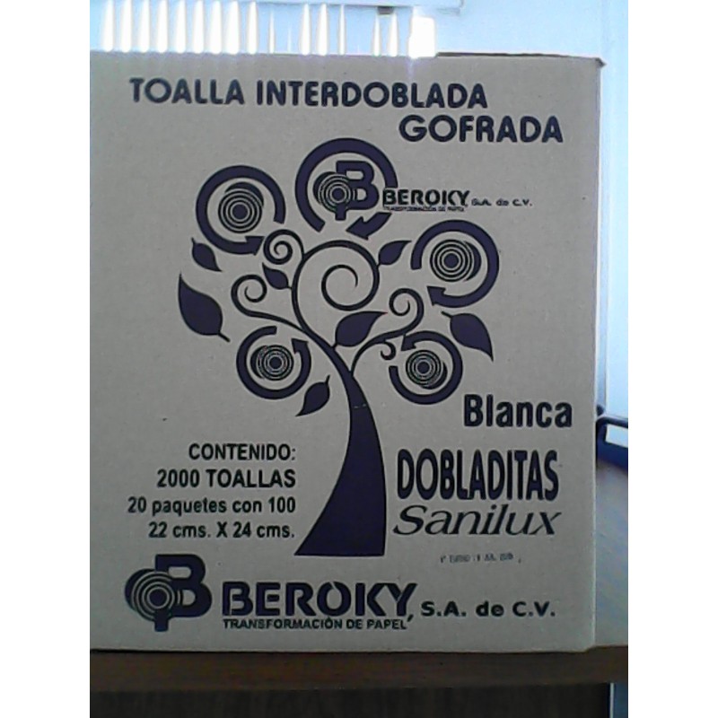TOALLAS INTERDOBLADAS SANITAS 1407 22X24 PAQ.C/100 PZAS E.20