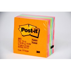 NOTAS ADH. 3X3" POST-IT 2072 CUBO 375H. NEON C.(18)