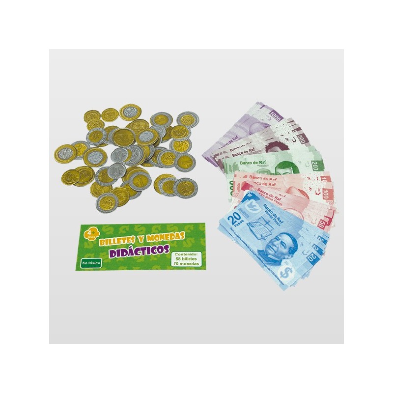BILLETES Y MONEDAS DIDACTICOS RAF PAQ. C/58+70PZ C.(100)